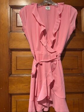 Aritzia Sunday Best Bubblegum Barbie  Pink Ruffle Wrap Dress